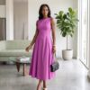 Imani Crimson Red African Midi Dress