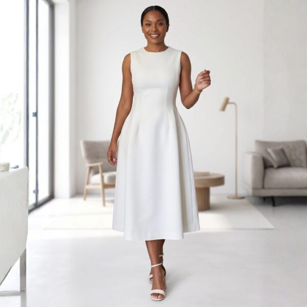 Zawadi Off White African Midi Dress