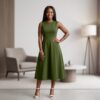 Zawadi Off White African Midi Dress
