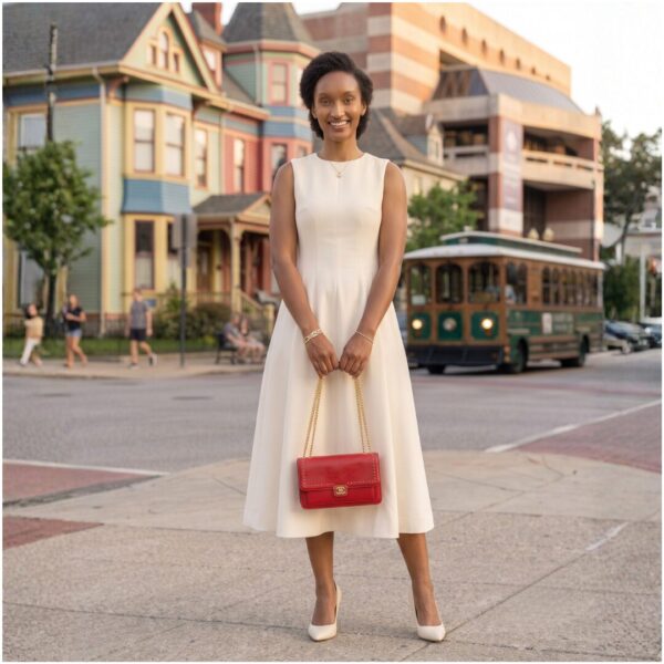 Zawadi Off White African Midi Dress