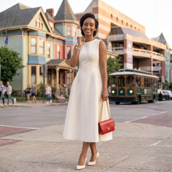 Zawadi Off White African Midi Dress