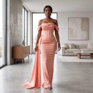 6 Nia Blush Pink African Evening Gown