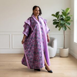 Amani Lavender & Plum African Maxi Kaftan Dress