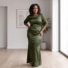 71 Ayo Chartreuse Yellow African Lace Maxi Dress