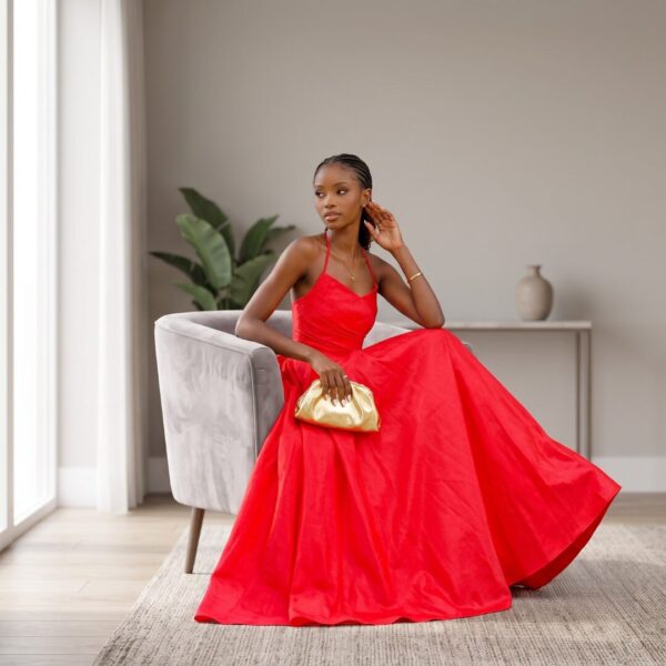 Kamaria Crimson Red African Ball Gown