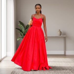Kamaria Crimson Red African Ball Gown