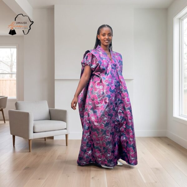 Ayana Plum & Midnight Floral African Maxi Dress