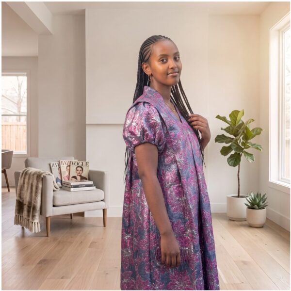 Ayana Plum & Midnight Floral African Maxi Dress