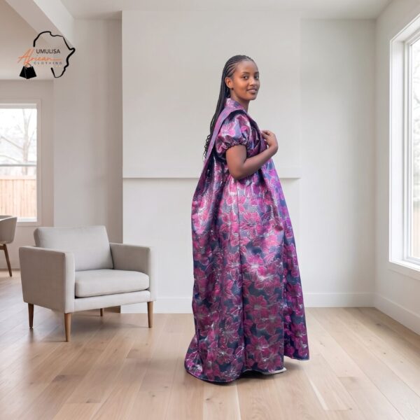 Ayana Plum & Midnight Floral African Maxi Dress