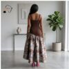 Zawadi Cocoa Brown & Ivory High-Low African Dress