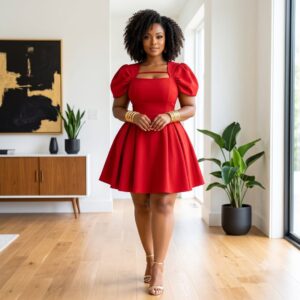 Amina Multicolor African Puff Sleeve Mini Dress