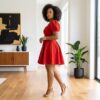 Amina Multicolor African Puff Sleeve Mini Dress