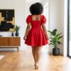 Amina Multicolor African Puff Sleeve Mini Dress
