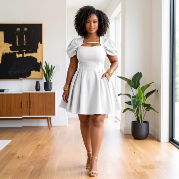 Amina Multicolor African Puff Sleeve Mini Dress