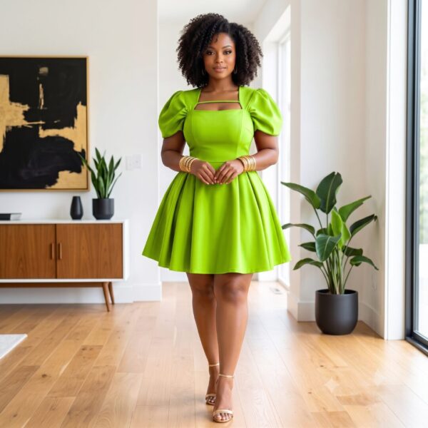 Amina Multicolor African Puff Sleeve Mini Dress