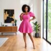 Amina Multicolor African Puff Sleeve Mini Dress