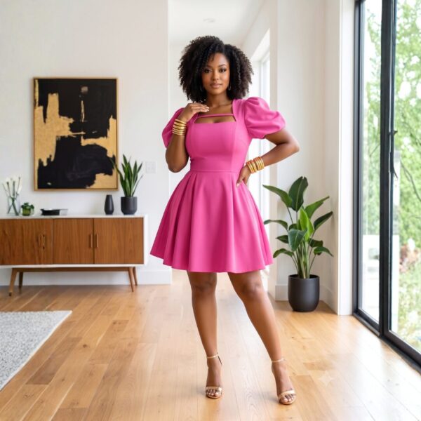 Amina Multicolor African Puff Sleeve Mini Dress