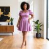 Amina Multicolor African Puff Sleeve Mini Dress