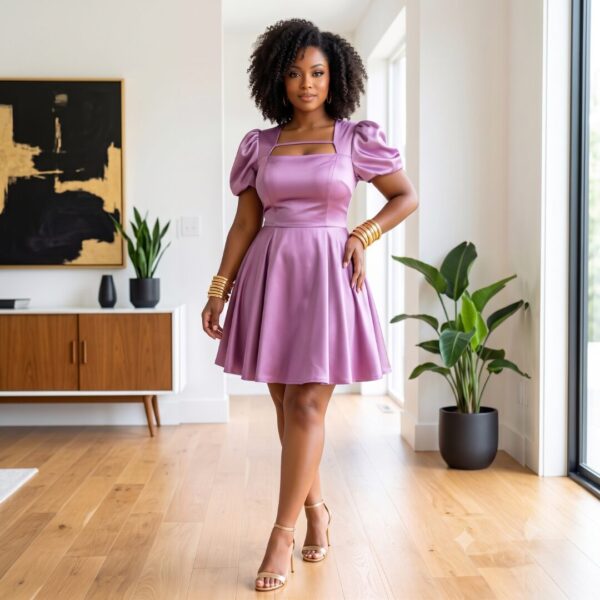 Amina Multicolor African Puff Sleeve Mini Dress