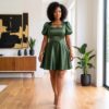 Amina Multicolor African Puff Sleeve Mini Dress
