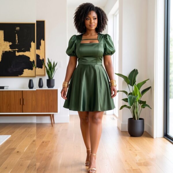 Amina Multicolor African Puff Sleeve Mini Dress