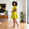 Amina Multicolor African Puff Sleeve Mini Dress