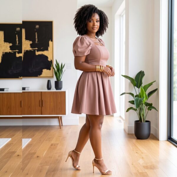 Amina Multicolor African Puff Sleeve Mini Dress