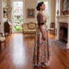 Nia Copper, Silver & Chocolate Brown African Maxi Dress