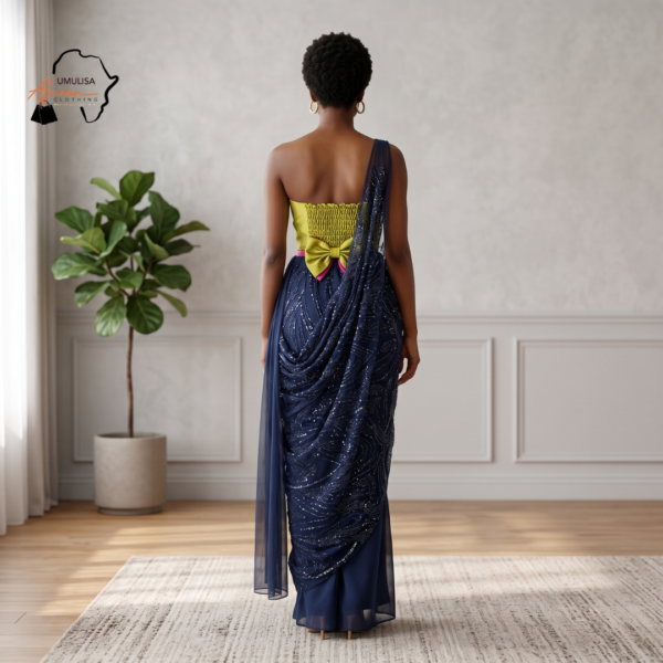 156 Zuri Navy Blue & Lime Green African Umukenyero