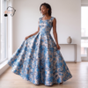 Abeni Royal Blue, Silver & Black African Maxi Dress