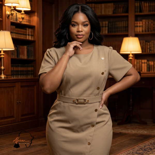 194 Amina Camel & Dusty Rose Belted Midi Dress