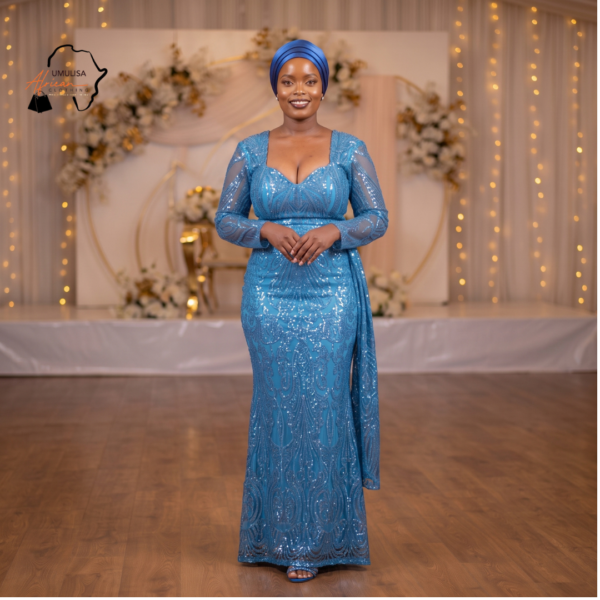 213 Nia Sequin Long-Sleeve Mermaid Wedding Dress