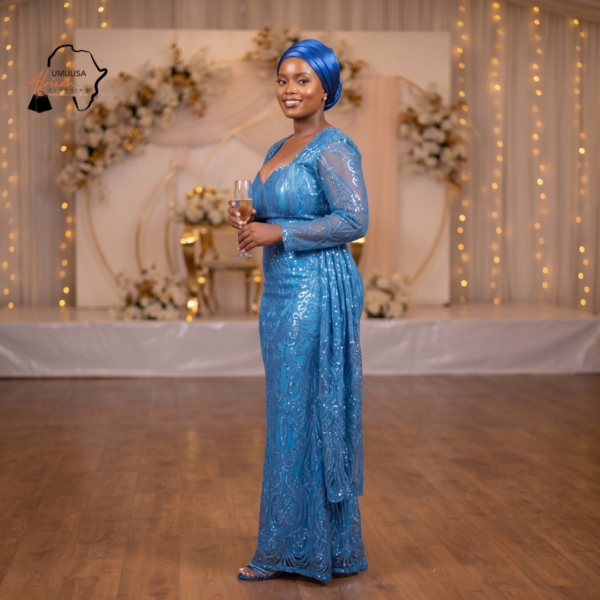 216 Nia Sequin Long-Sleeve Mermaid Wedding Dress