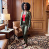 Amara Olive Green & Red African Two-Piece Suit