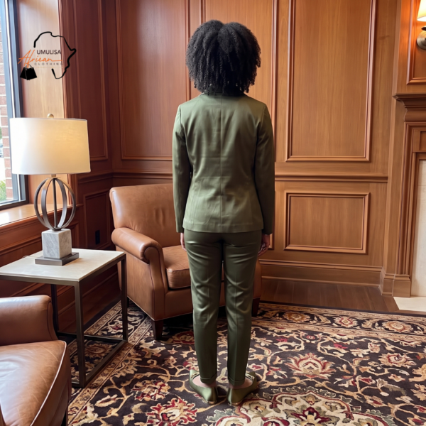 Amara Olive Green & Red African Two-Piece Suit