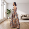 Amara Bronze & Silver Brocade Ball Gown – Radiant Evening Magnificence