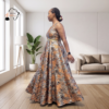 Amara Bronze & Silver Brocade Ball Gown – Radiant Evening Magnificence