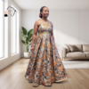 Amara Bronze & Silver Brocade Ball Gown – Radiant Evening Magnificence