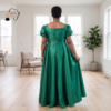 Zuri Emerald Green Puff-Sleeve Maxi Dress – Romantic Regal Grace