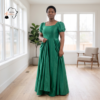 Zuri Emerald Green Puff-Sleeve Maxi Dress – Romantic Regal Grace